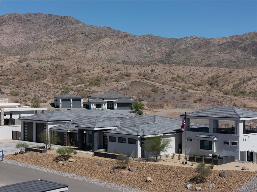 Aerial view of 6269 Avienda De Las Colinas against the Havasu Foothills