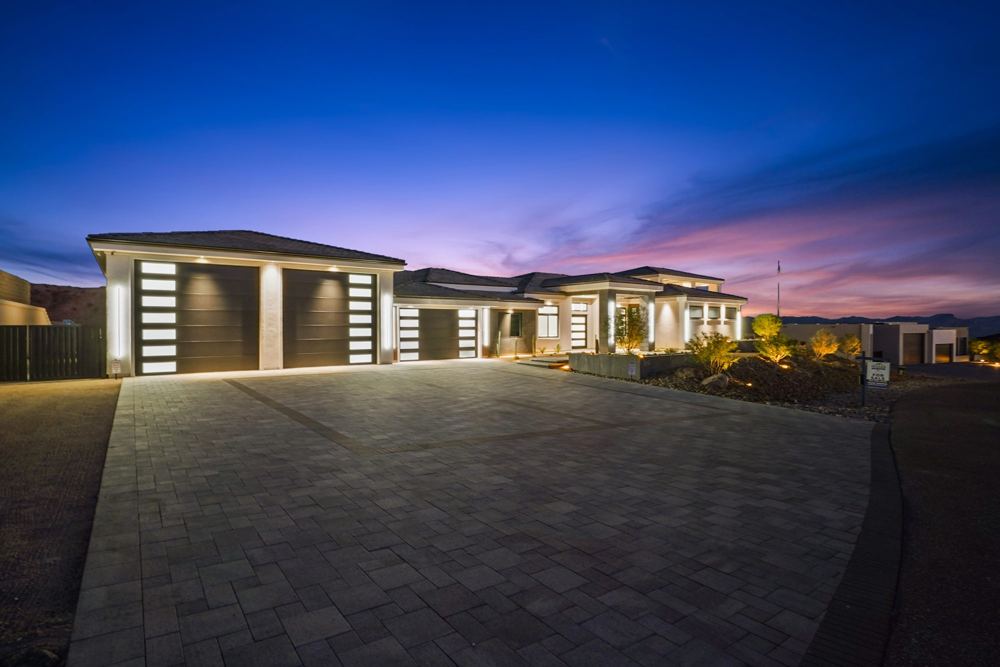 Front exterior at twilight