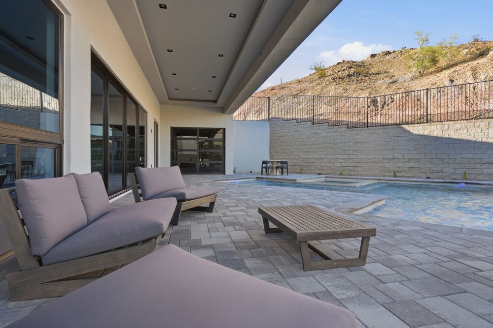 Lounge seating on the covered patio