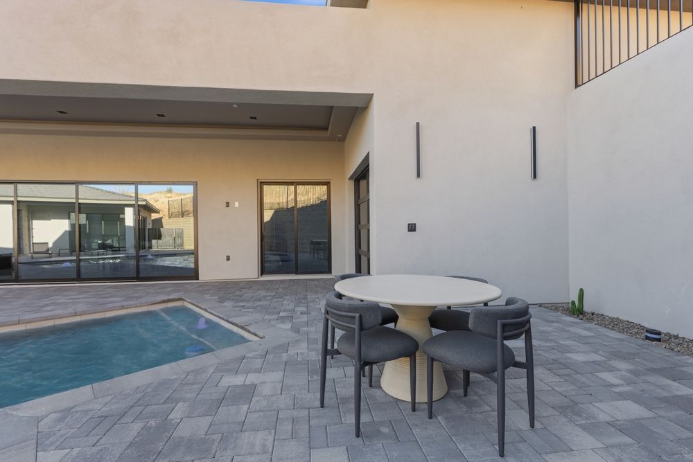 Poolside dining table